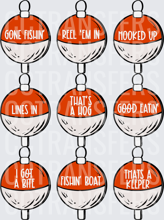 Fishing Bobber Bundle Gone Fishin Reel Em In Sayings (DTF)