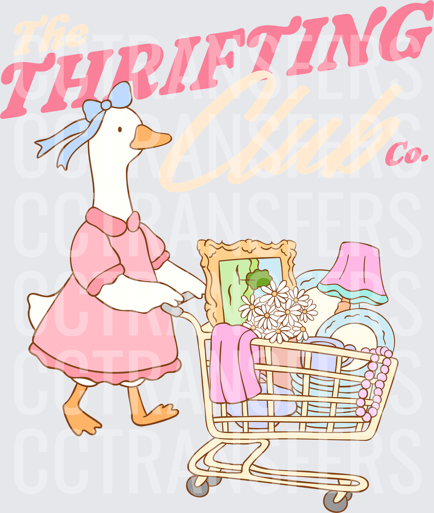 The Thrifting Club Co. Goose with Shopping Cart (DTF)