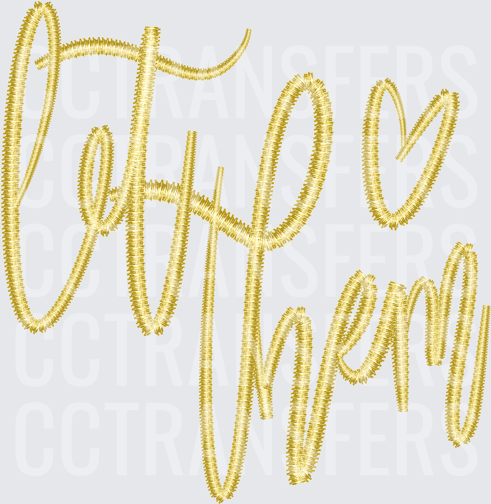 Gold Embroidery Style Coffee Mom Script (DTF)