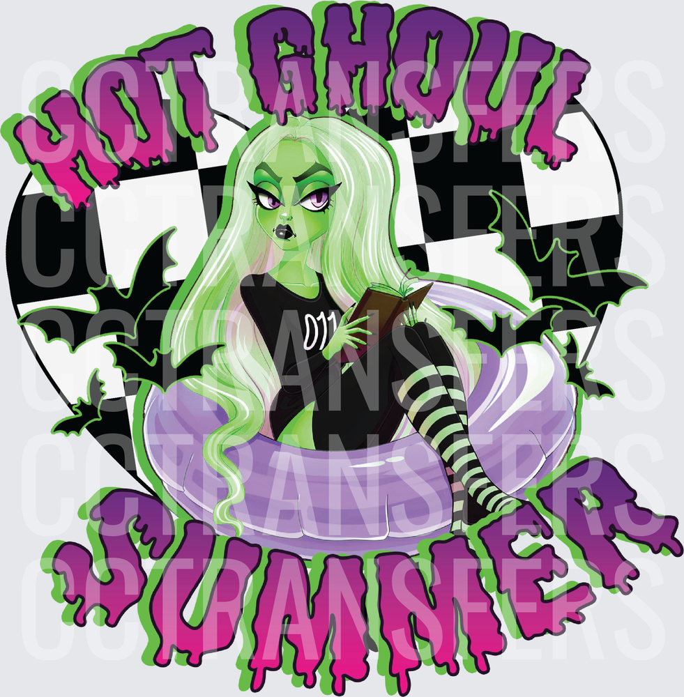 Hot Ghoul Summer Spooky Green Girl Pool Float (DTF)