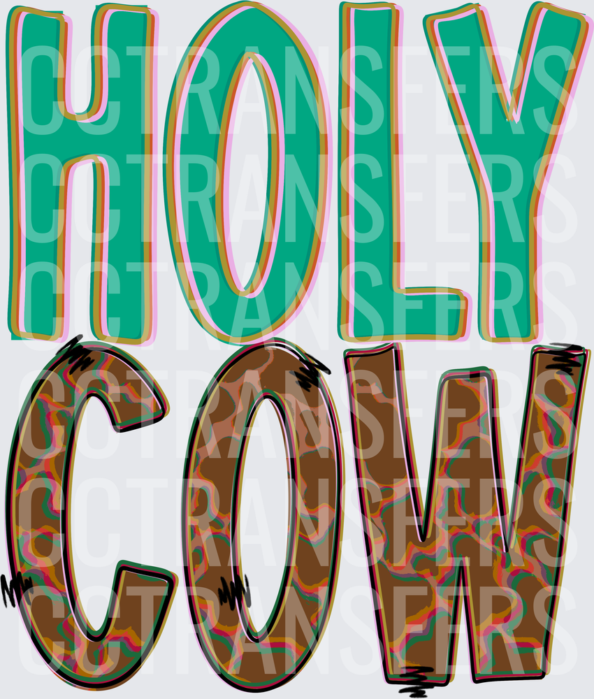 Holy Cow Bold Teal and Brown Patterned Letter Design (DTF)