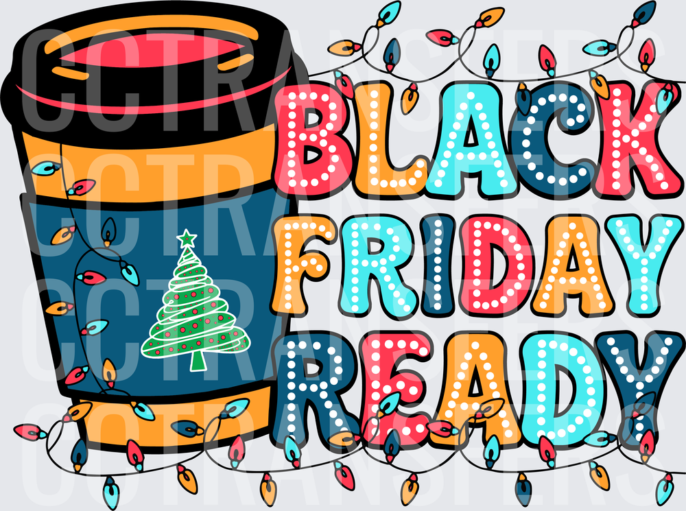 Black Friday Ready Coffee Cup Christmas Lights (DTF)