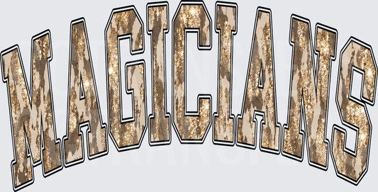 Magicians Arched Glitter Gold Varsity Lettering (DTF)