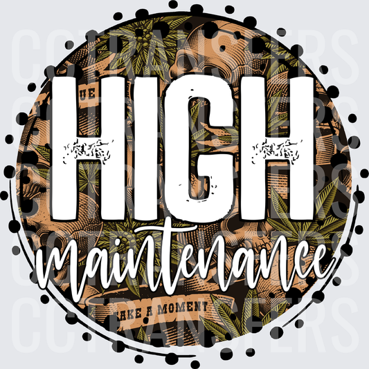 High Maintenance Cannabis Leaf Circle Polka Dot (DTF)