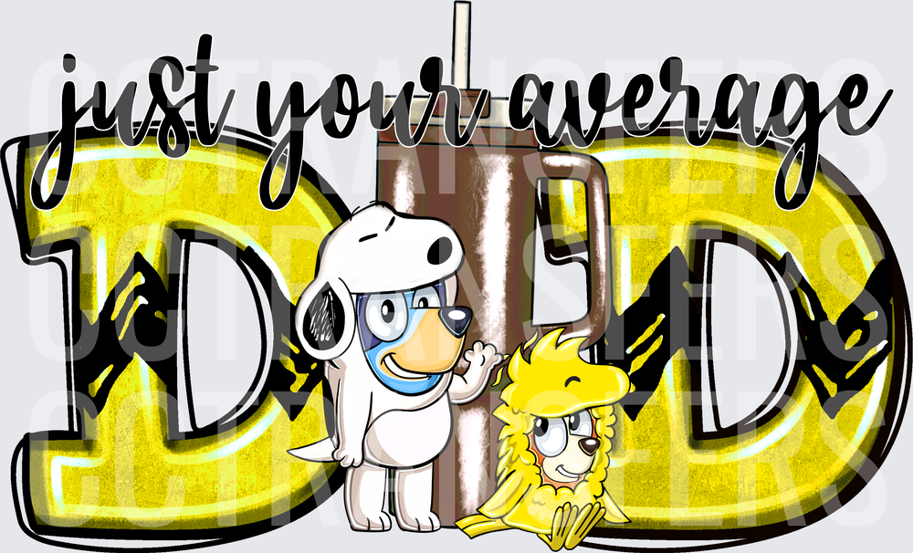 Just Your Average Dad Cartoon Dog Bird Tumbler DTF
