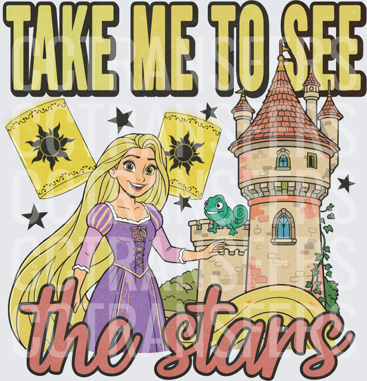 Take Me To See The Stars Long Hair Princess Tower DTF
