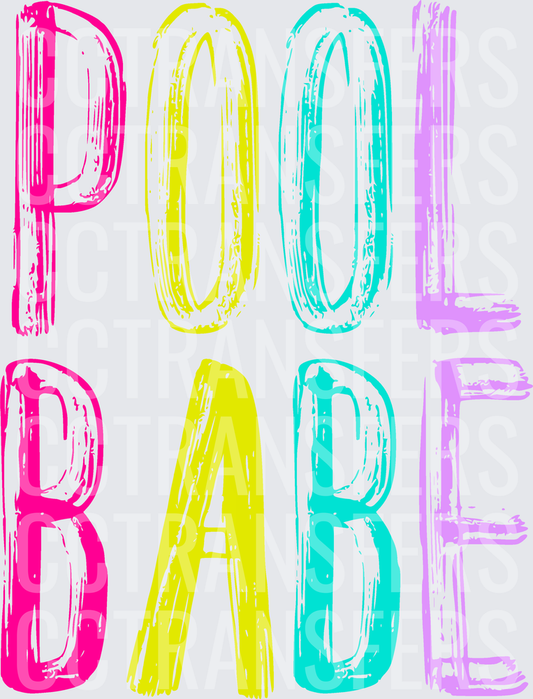 Pool Babe Colorful Retro Sketch Letter Design (DTF)
