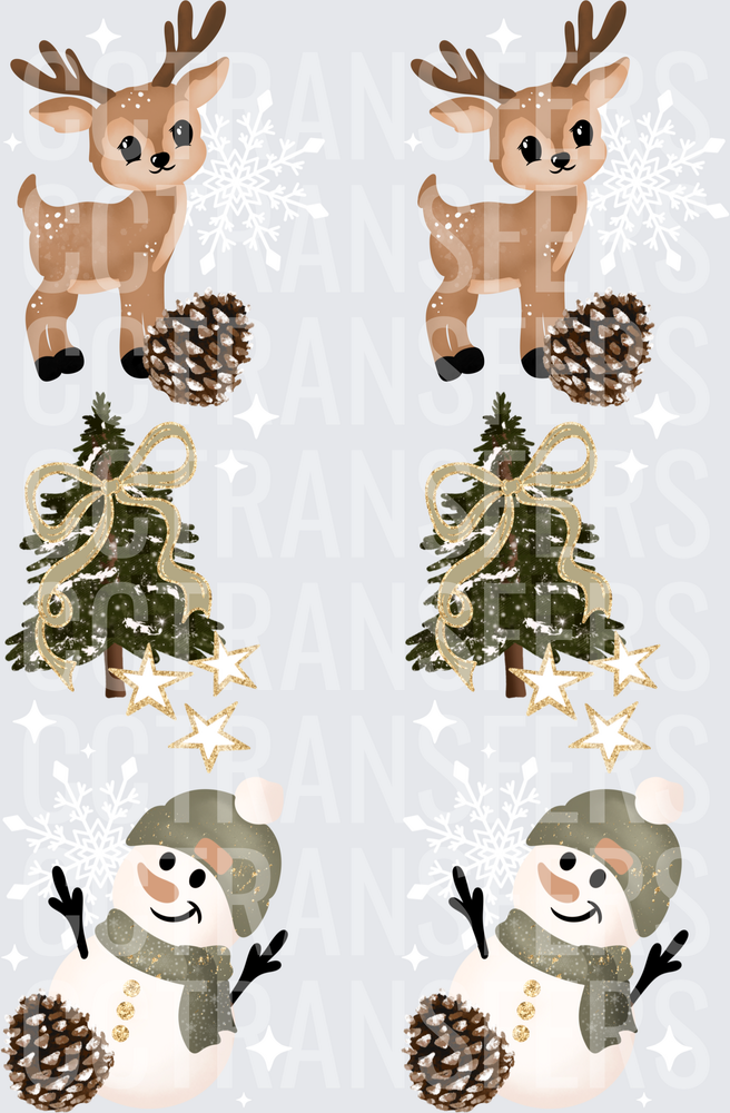 Cute Reindeer Snowman Pine Tree Christmas Bundle (DTF)