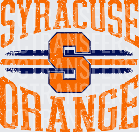 Vintage Distressed Block S Orange Blue Arched Collegiate (DTF)