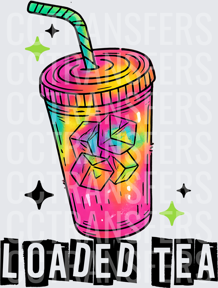 Loaded Tea Rainbow Iced Drink Cup with Straw (DTF)