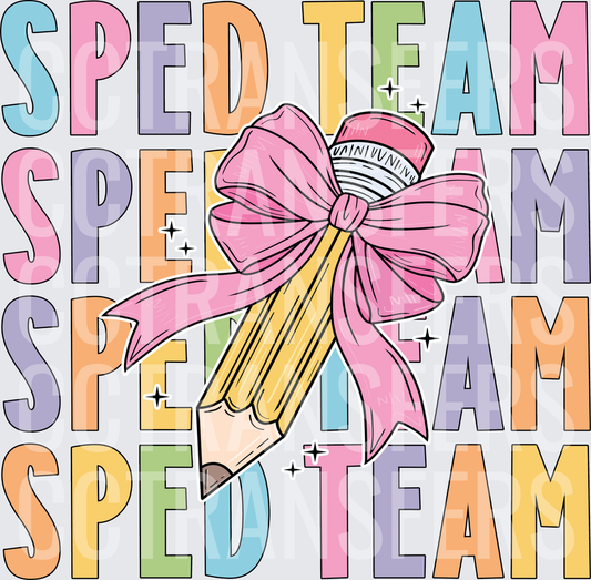 SPED Team Pencil with Pink Bow Coquette (DTF)