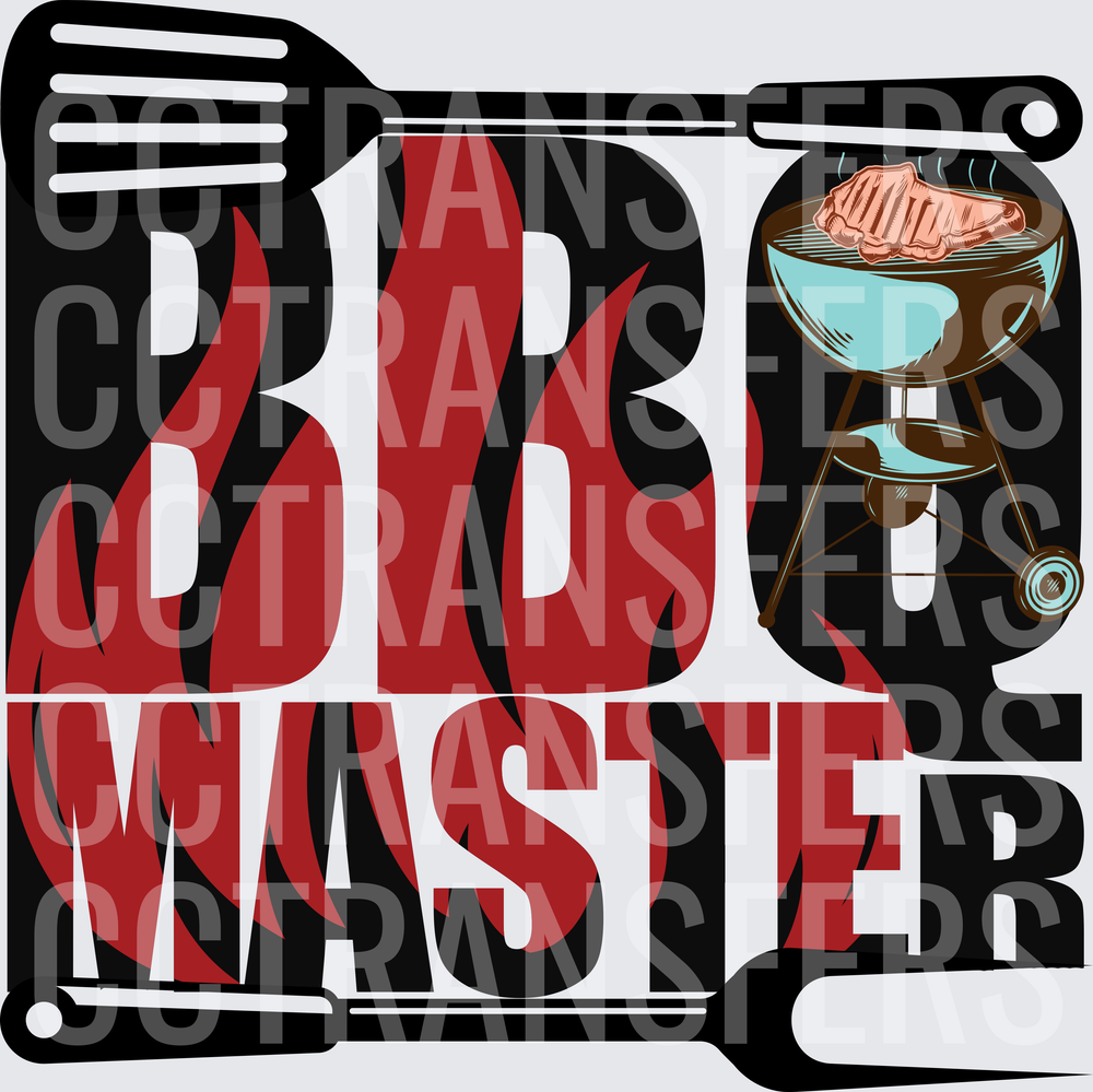 BBQ Master Flames Grill Spatula Fork Bold Lettering (DTF)