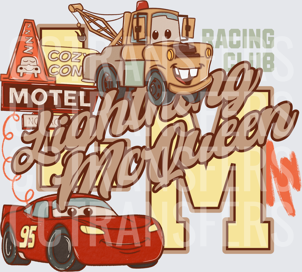 Racing Club Lightning McQueen Mater Motel Cars 95 (DTF)