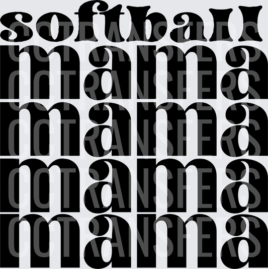 Softball Mama Repeated Bold Typography (DTF)