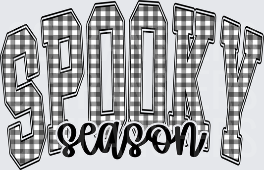 Spooky Season Gingham Plaid Varsity Bold Letters (DTF)