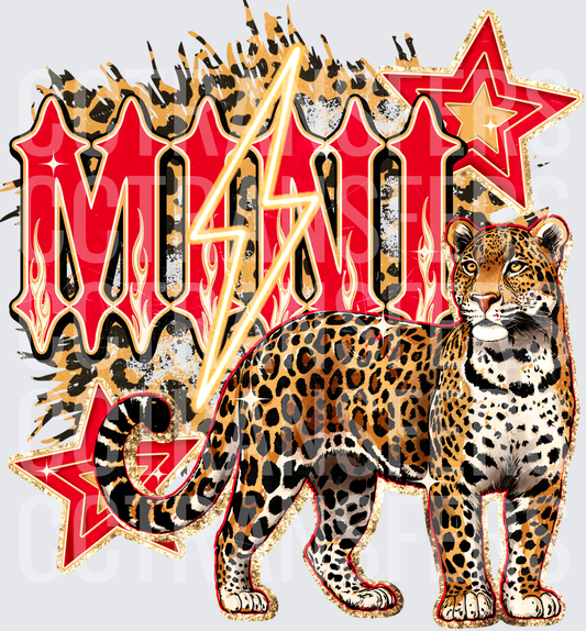 Wild Leopard Rock Letter MOM Red Stars Lightning Bolt (DTF)