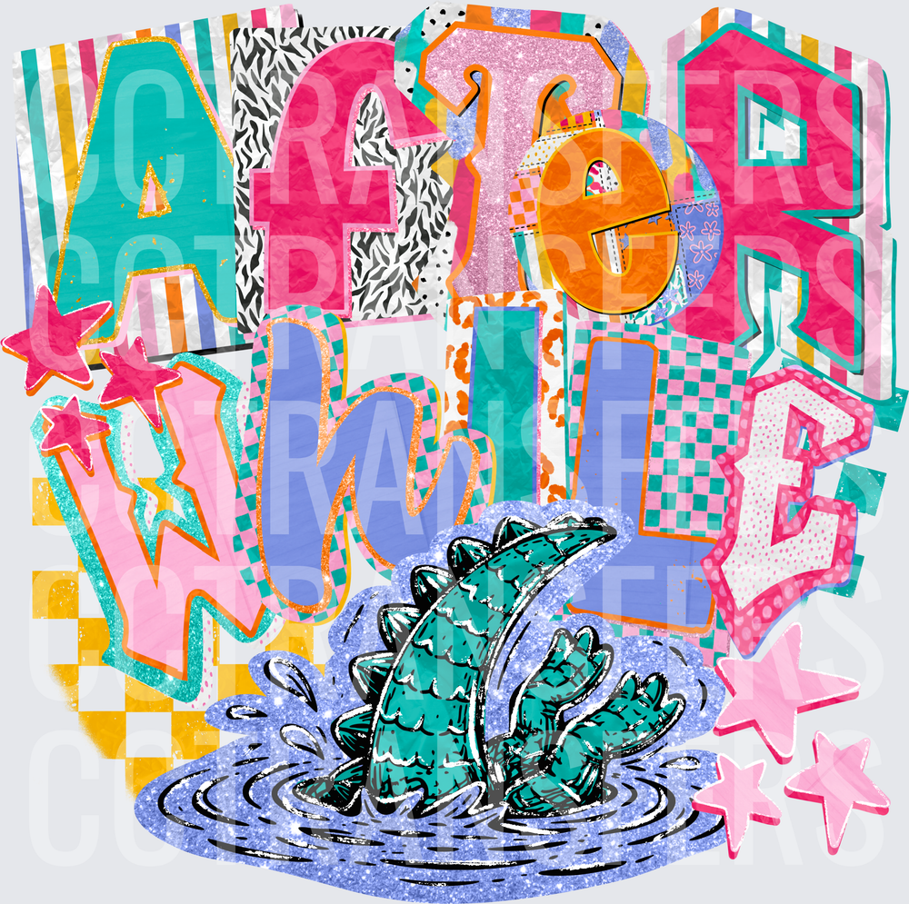 After While Crocodile Retro Patchwork Colorful Design (DTF)