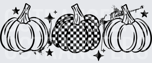 Three Pumpkins Checkered Stars Sparkle Fall (DTF)