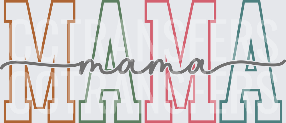 Multicolor Bold MAMA Letters with Script Mama Overlay (DTF)