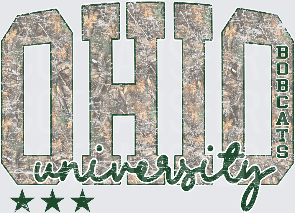 Ohio University Bobcats Camo Block Letters DTF