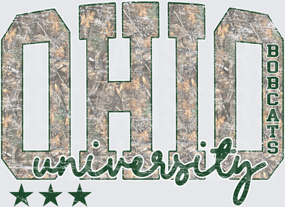 Ohio University Bobcats Camo Block Letters DTF