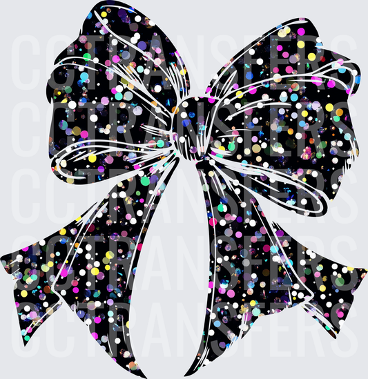 Black Glitter Confetti Bow (DTF)