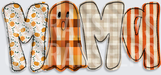 Fall Mama Ghost Pumpkin Plaid Halloween Letters (DTF)