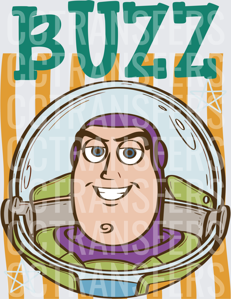 Buzz Space Ranger Helmet Portrait with Stars (DTF)