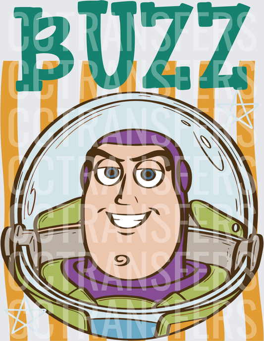 Buzz Space Ranger Helmet Portrait with Stars (DTF)