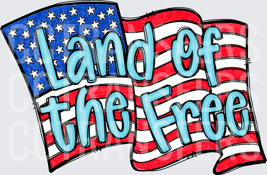 Waving American Flag Land of the Free (DTF)