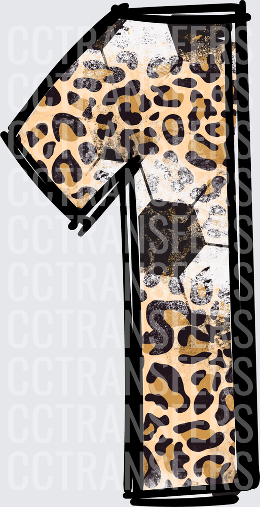 Leopard Print Number One Soccer Ball Grunge (DTF)