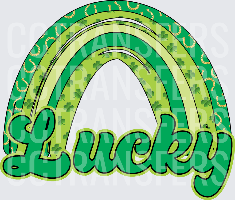 Lucky St. Patrick's Day Green Rainbow Shamrock Horseshoe (DTF)