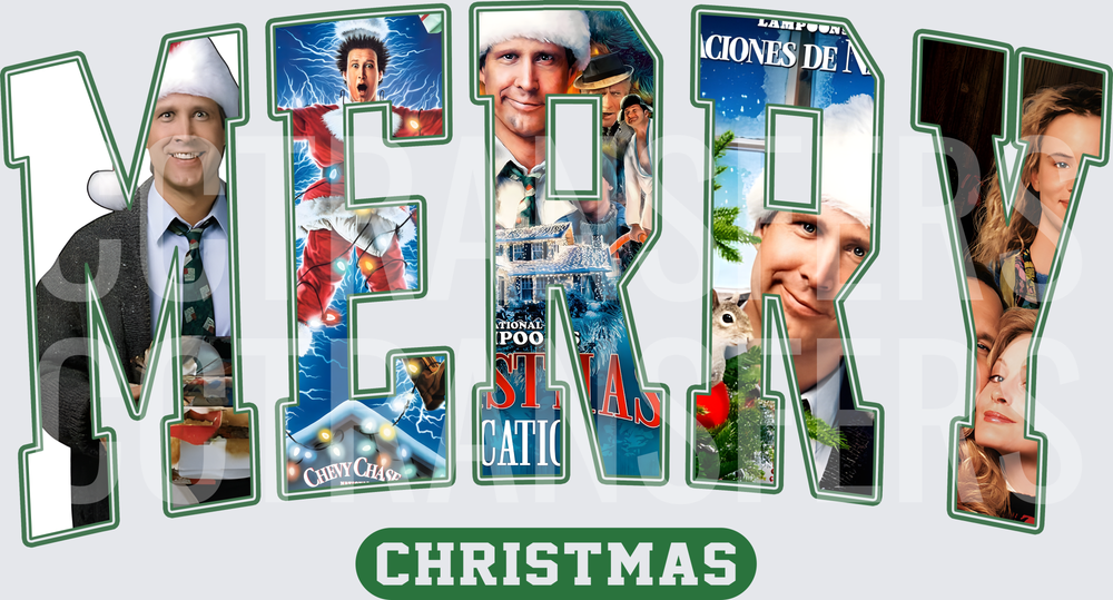 Merry Christmas Classic Holiday Movie Collage Letters (DTF)