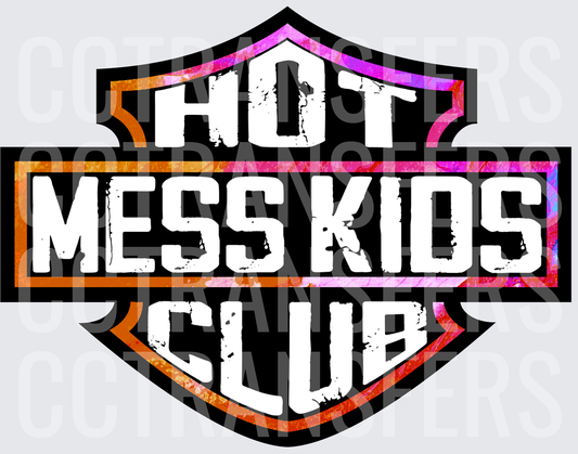 Hot Mess Kids Club Shield Badge Distressed Logo (DTF)