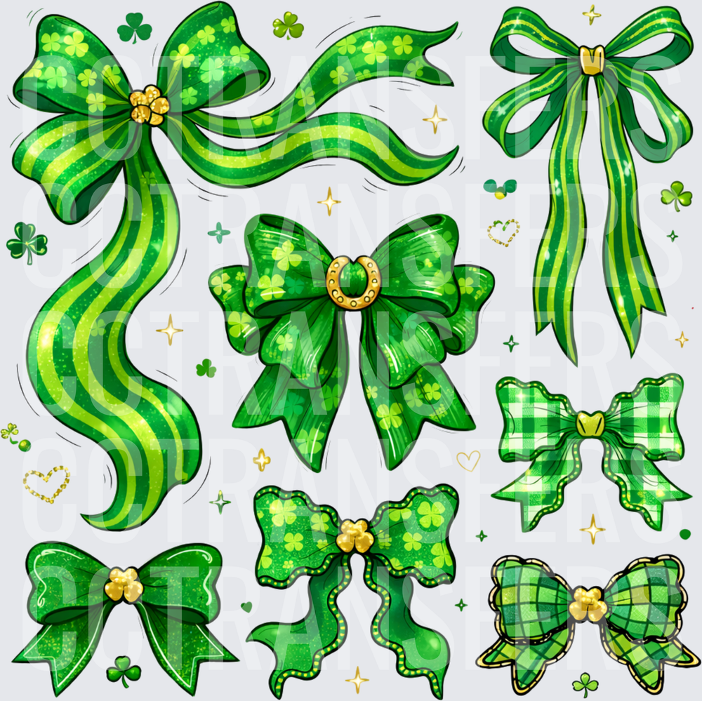 St. Patrick's Day Green Bow Bundle with Shamrocks (DTF)