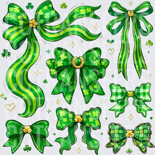 St. Patrick's Day Green Bow Bundle with Shamrocks (DTF)