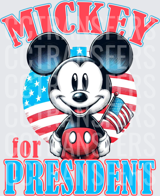 Mickey For President Patriotic Mouse American Flag (DTF)
