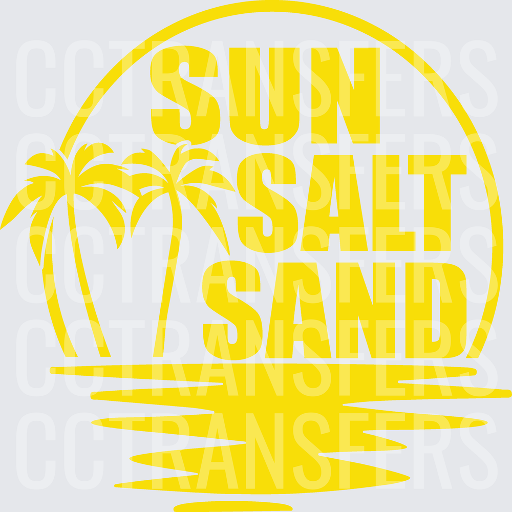 Sun Salt Sand Tropical Palm Tree Sunset Circle (DTF)