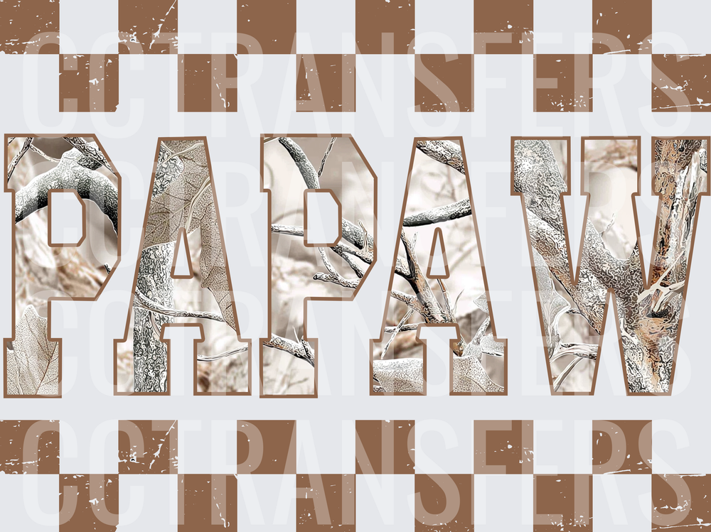 Papaw Winter Camo Branch Fill Checkered Grunge (DTF)