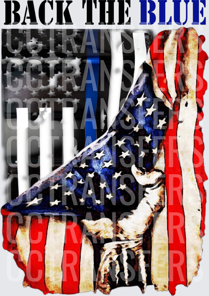 Back The Blue Thin Blue Line Flag Patriotic Hand (DTF)