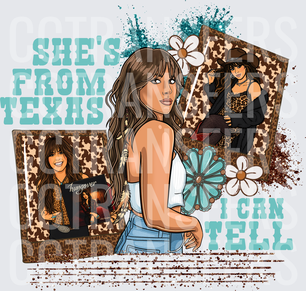 She's From Texas I Can Tell Country Girl Collage (DTF)