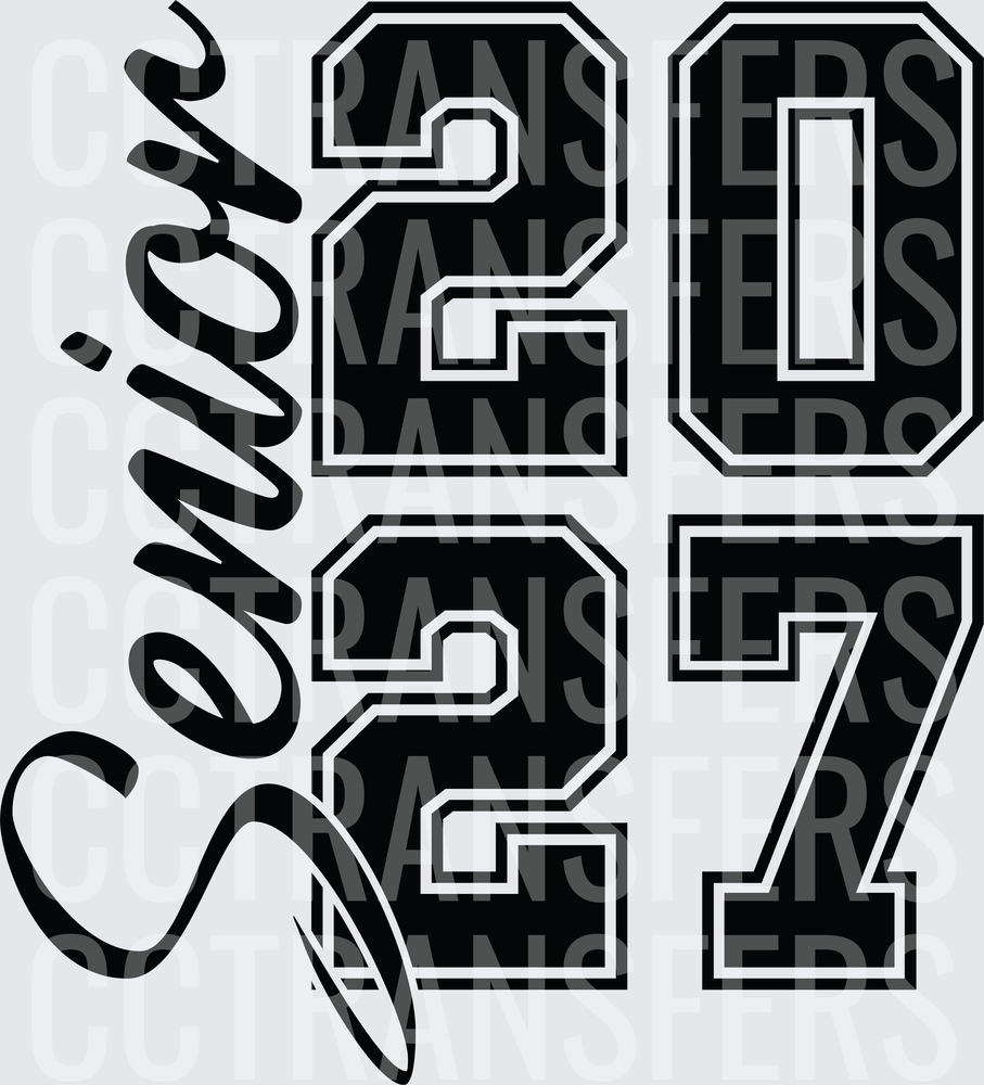 Senior 2027 Bold Varsity Script Graduation Design (DTF)