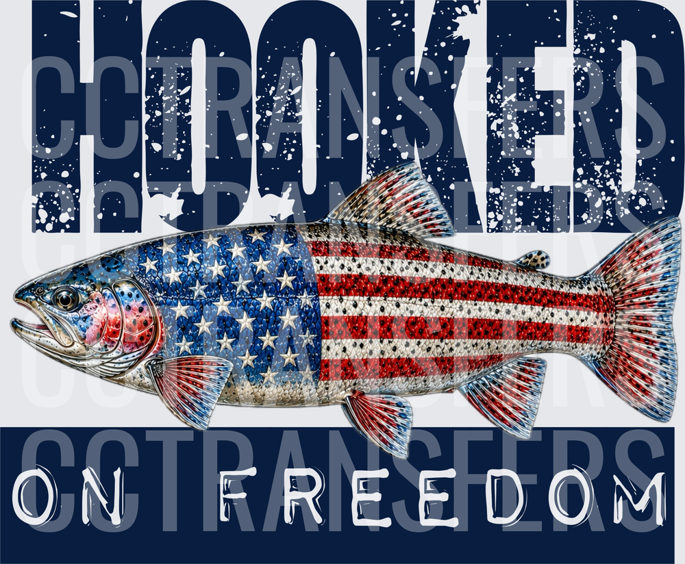 Hooked On Freedom American Flag Trout Fish (DTF)