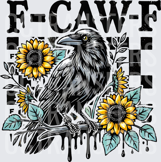 F-Caw-F Crow Sunflowers Checkered Drip (DTF)