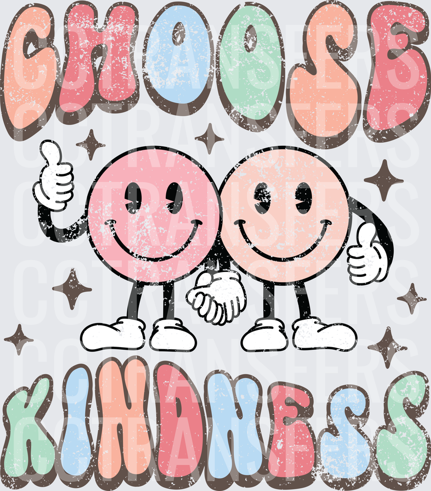 Choose Kindness Retro Smiley Face Friends Handshake (DTF)