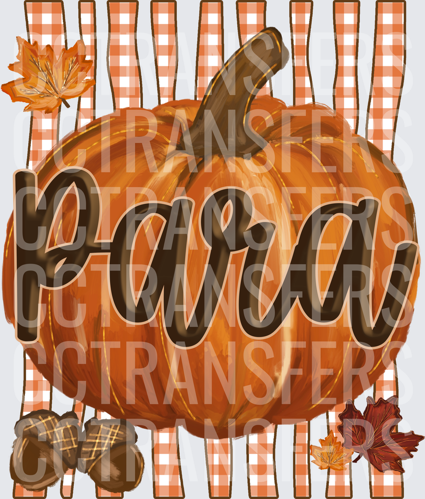 Fall Pumpkin Para Script with Autumn Leaves and Acorns (DTF)