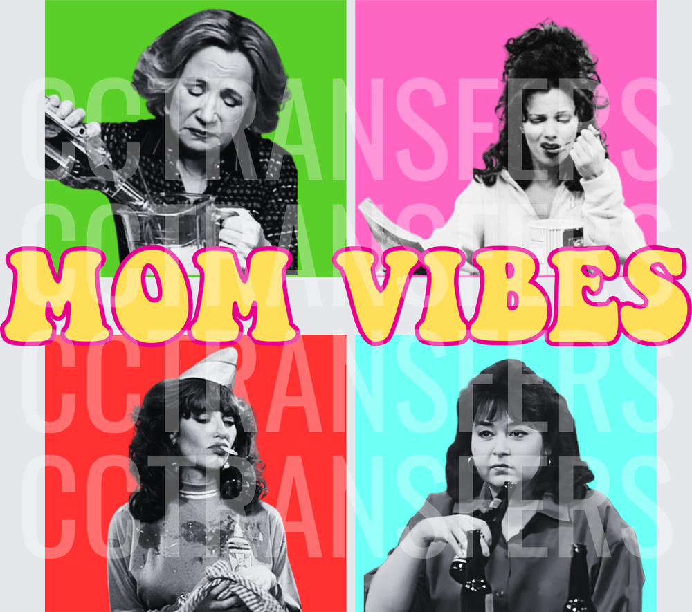 Mom Vibes Four Women Pop Art Colorful Grid (DTF)