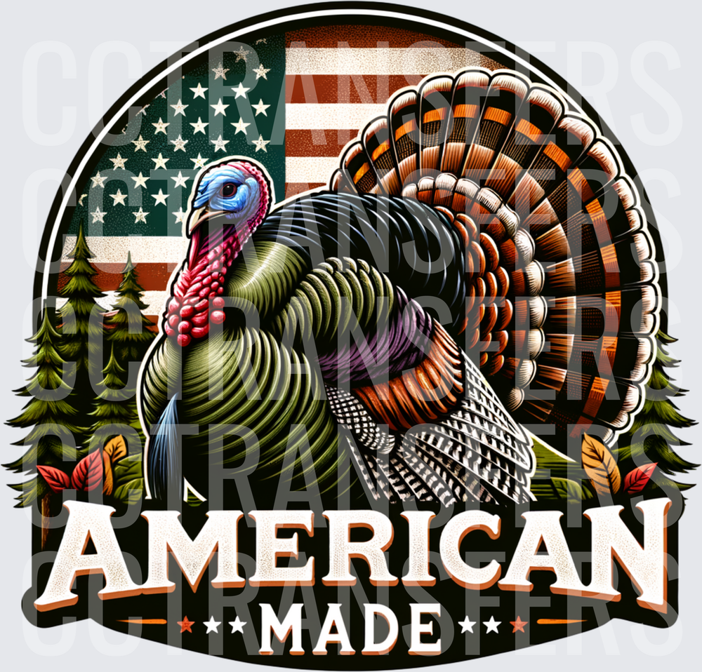 American Made Wild Turkey with US Flag Badge (DTF)