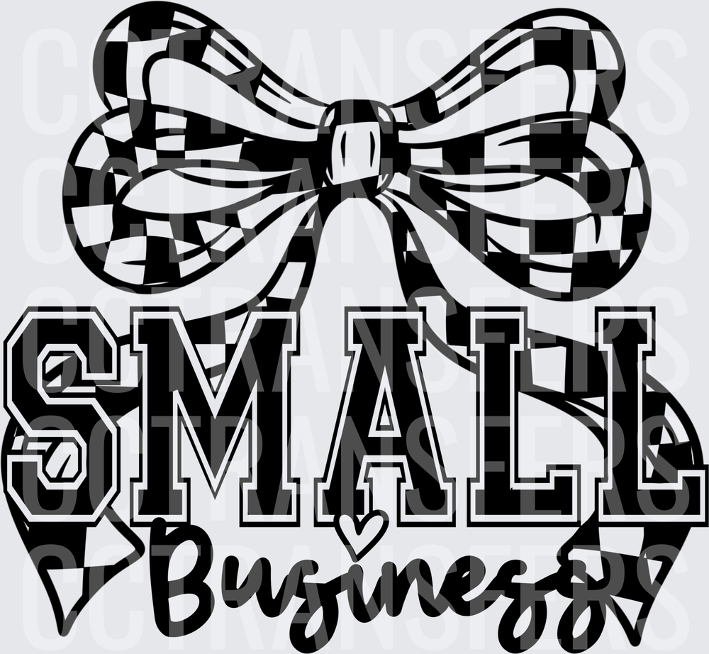 Checkered Bow Small Business Script Text (DTF)