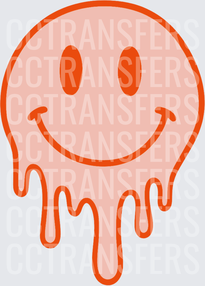 Melting Drip Smiley Face Peach Orange (DTF)